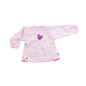 Image of a The Waterproof Smock - Pink Heart is perfect to keep your child's clothes clean and protected from messes. It's 100% waterproof and machine-washable.