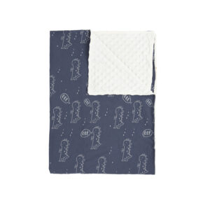 Image of a Knit + Micro Blanket - White Blue - Organic Cotton Jersey, Polyester Padding, Machine Washable, 150ºC Ironing.