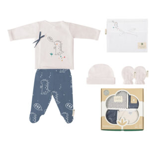 Image of Soft Newborn Pajama Bundle - White & Blue made from 100% natural cotton. Keep your little one warm and comfortable during the first few months of life.