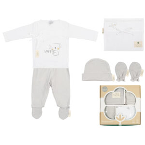 Image of Soft Newborn Pajama Bundle - White & Gray made from 100% natural cotton. Keep your little one warm and comfortable during the first few months of life.