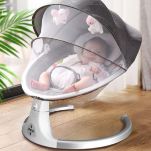 A baby swing chair with soft cushioning, music, and adjustable swing speeds, designed for your baby's comfort and relaxation.