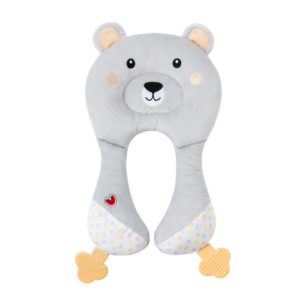 Image of a Baby Bear Neck Pillow - Soft and Plush Travel Companion, Reversible Design, Teething Toys, 100% Polyester, Dimensions: 21x6x38cm.